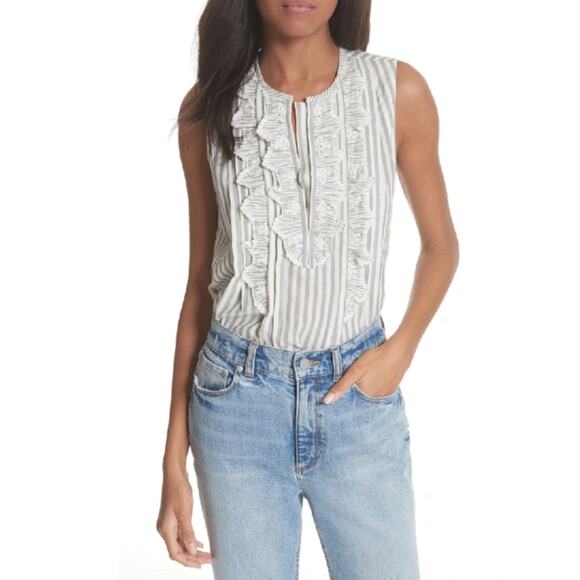 Rebecca Taylor Tops - NWOT REBECCA TAYLOR Top 2 Striped Ruffle Eyelet Bib Sleeveless